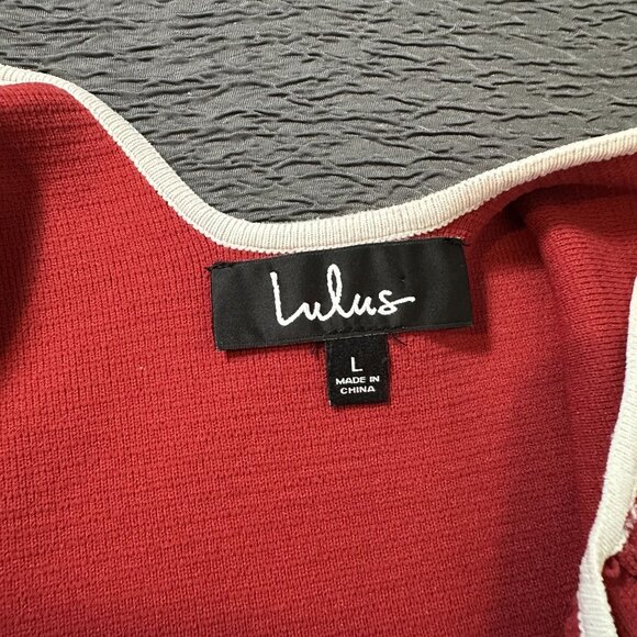Lulus Red and White Bandage BodyCon Dress‎ in Women's Size Large - Picture 4 of 7